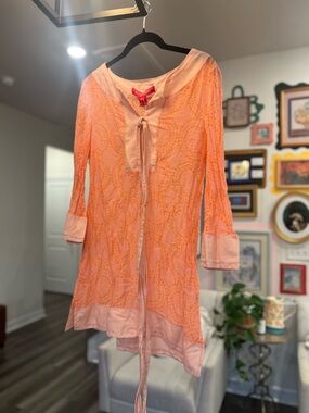 Coach Poppy Orange and Pink Blouse with Polka Dot Lining